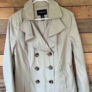 LONDON FOG Women’s L Tan Lined Lightweight Trench Coat NO BELT Academia Nautical